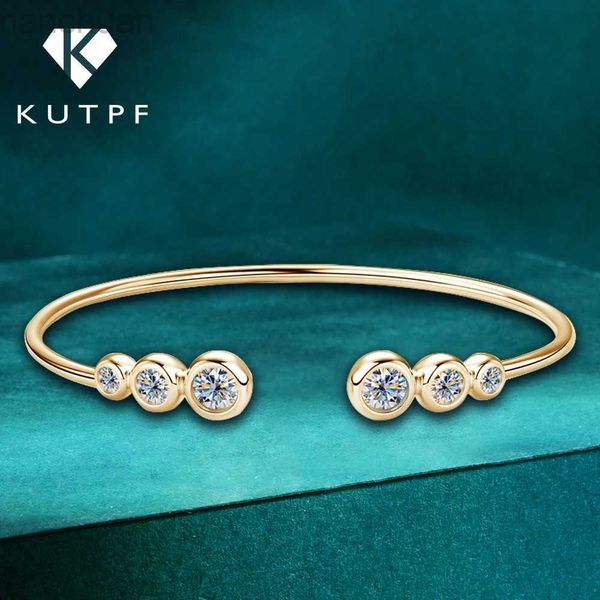 Браслет 1.8ctw Bubble Moissanite Diamond Браслеты для женщин 925 Посеребренная 18-каратного желтого золота Браслет для невесты Браслет Изысканные ювелирные изделия Подарок ldd240312