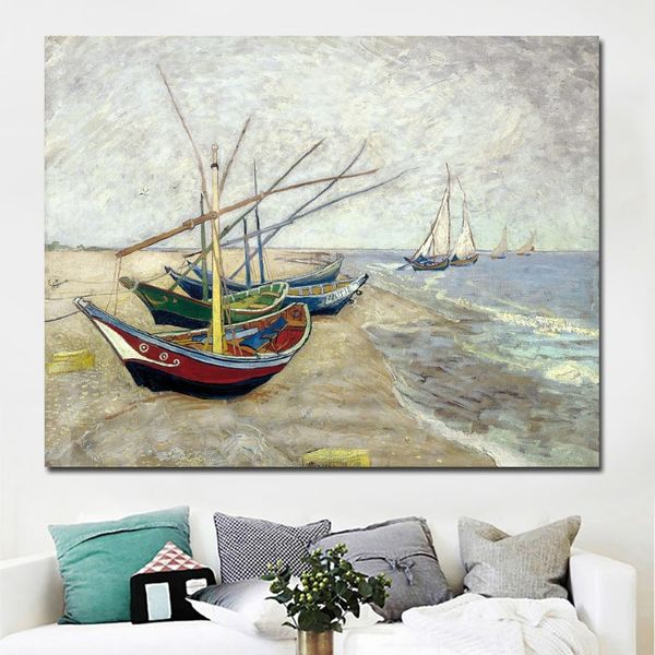 Barca a vela da parete di Vincent Van Gogh Famoso artista Impressionismo Stampa artistica Poster Immagine da parete Pittura a olio su tela202k