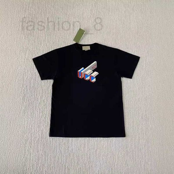 Homens camisetas Designer 24ss novo 3D impresso em torno do pescoço de manga curta preto fino veludo de malha de algodão unisex t-shirt n8l4