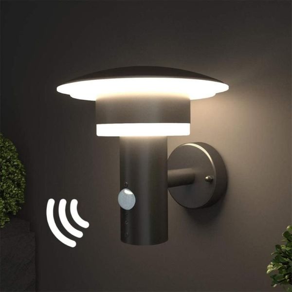 Luz de lâmpada de parede LED ao ar livre com sensor de movimento e interruptor de aço inoxidável com sensor de pir lâmpada de energia A-Class2790