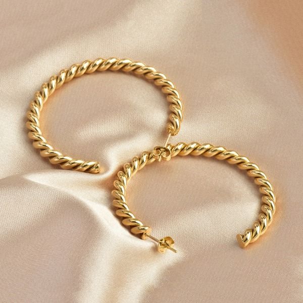 Orecchini a forma di C twist in oro 18 carati Orecchini a forma di C in acciaio al titanio che non sbiadiscono Anelli a cerchio Huggie Accessori per gioielli di moda da donna