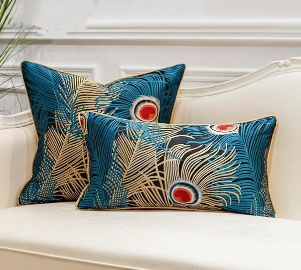 Almofada decorativa de luxo capa de almofada pena de pavão colorido casa decorativa almofadas capas modernas para sofá sofá1859002