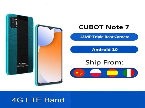 Cubot note 7 smartphone câmera tripla 13mp 4g lte 55 Polegada tela 3100mah android 10 cartão sim duplo telefone móvel face unlock7122906