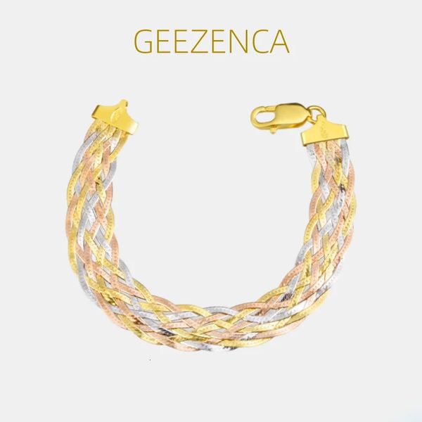 İtalyan Takı 925 STERLING Gümüş Dokuma Bilezikler Kadınlar İçin Üç Renk 8 Konu 8 İplik Bilezik Bangle Sevgililer Günü Hediyesi 240226