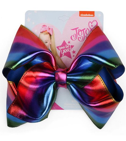 Jojo Bows 8 pollici Big Bows Girlie Metallic Siwa Bow Radiation Tornante Sirena Hairwear Festa di Natale per bambini wear9120023