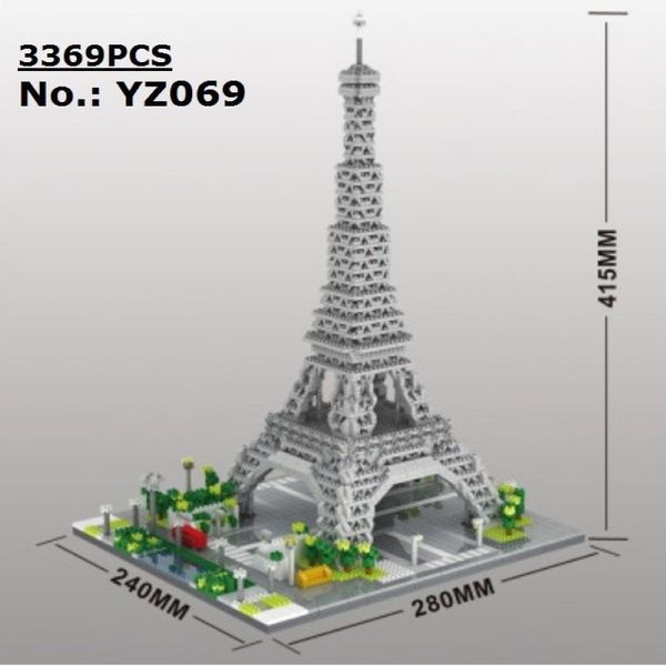 Yz mini blocos arquitetura pisa mundo marco construção tijolos louvre crianças brinquedos torre eiffel modelo castelo para crianças presentes c1112796