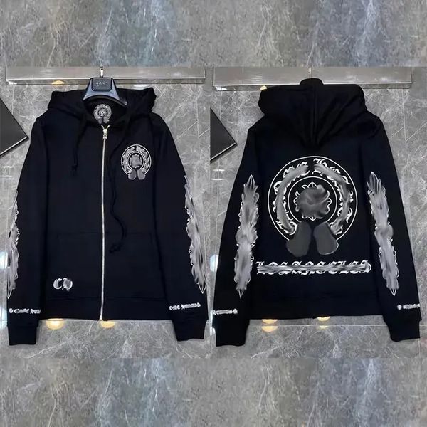 2024 Männer Chrom Hoodie Jacke beliebte Mode High Street Baumwolle Hoodie Pullover Muster Druck lässig atmungsaktiv Männer und Frauen