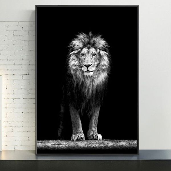 Grande leão selvagem animais feroz besta poster arte da parede pintura em tela quadros decorativos po para sala de estar decor264a