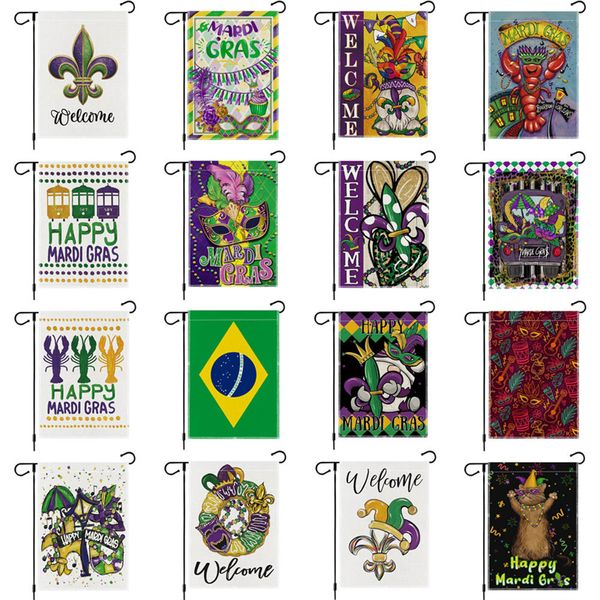 Brasiliano Mardi Gras Garden Flag Carnevale atmosfera festosa decorazione cortile esterno bandiere da giardino bandiere di benvenuto all'ingresso delle case P291