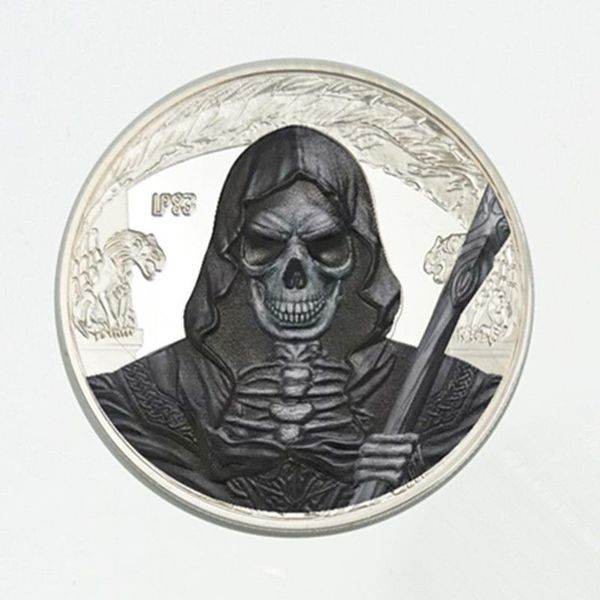 5 pçs o fantasma grito assassino moedas banhado a prata monstro espíritos malignos 40 mm emblema elizabeth casa lembrança decoração colecionável 227b