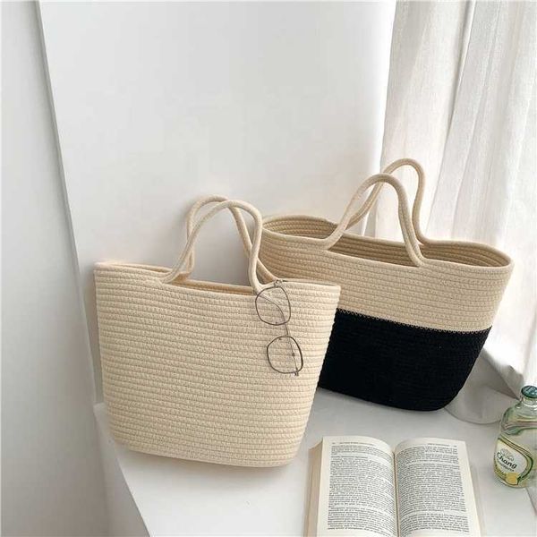 Hbp não-marca atacado design de verão bolsas femininas tecelagem grande balde saco moda simples sacos de mão senhoras carreira tote