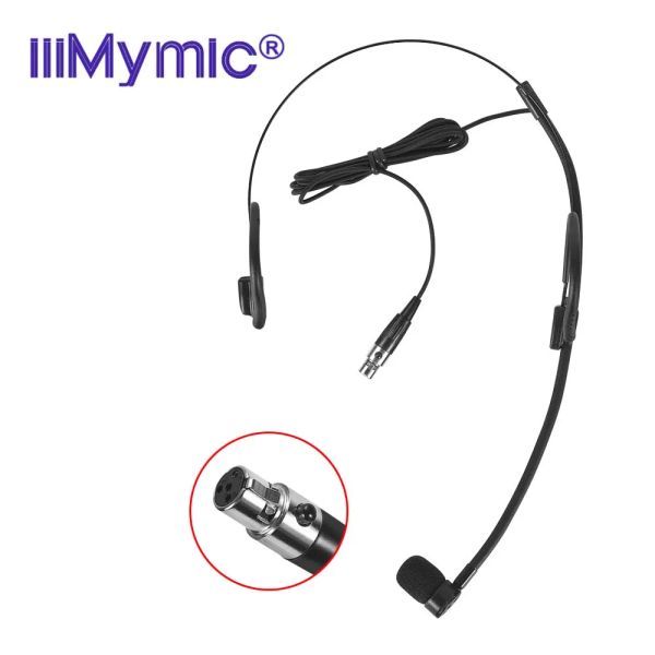 Microfones iiiMymic Black Concert Pro Condensador Headset Microfone para Shure Wireless BodyPack Transmissor Mini 4pin XLR TA4F Connector
