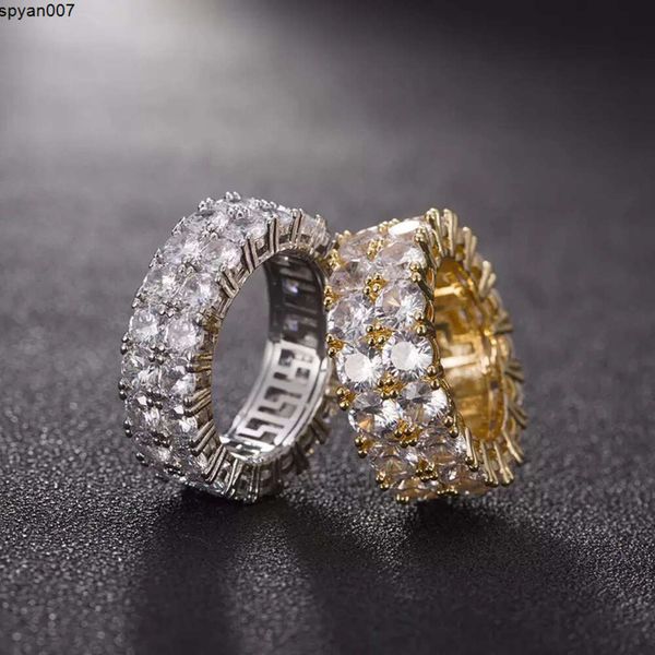 Anel de diamante de designer ouro amor zircão anel banhado a prata para homens e mulheres