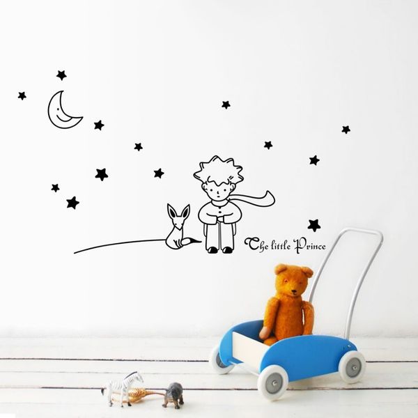 Küçük Prens Moon Stars Duvar Sticker Art Vinil Bebek Çocuk Beroom Dekor Duvar Çıkartmaları234V