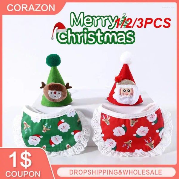 Trajes de gato 1/2 / 3PCS Faixa de cabeça de Natal festiva rica e colorida Santa Rena temática acessórios para animais de estimação férias