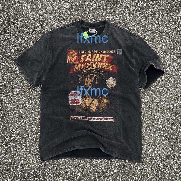 Saint Michael Cho Easter Limited High Street Distressed und Washed Vintag Kurzarm-T-Shirt UG4T