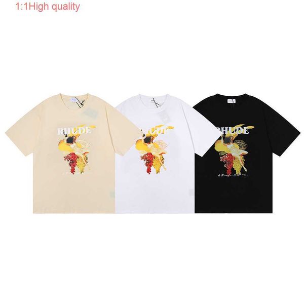 Trendige Marke RHUDE Micro Label Letter Art abstraktes Kurzarm-T-Shirt für Männer und Frauen, amerikanische High Street, lockere Halbärmel