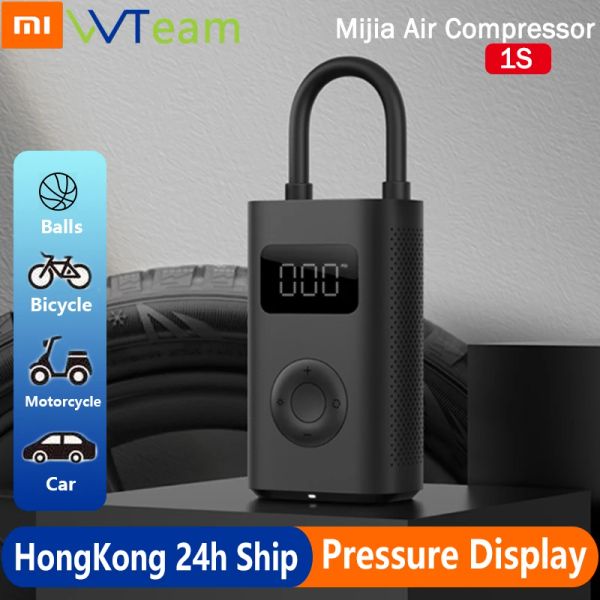 Портативный электрический воздушный компрессор Xiaomi Mijia, 1S, цифровой мониторинг давления в шинах, воздушный насос Mi, надувное сокровище для автомобиля