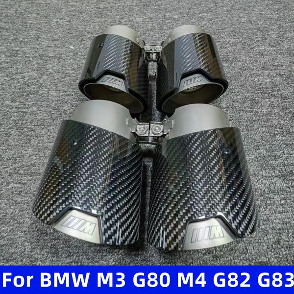 Parlak Karbon Fiber Exhaut Uç BMW G80 M3 G82 G83 M4 Performans Buzlu Paslanmaz Çelik Egzoz Sistemi Susturucu Boru