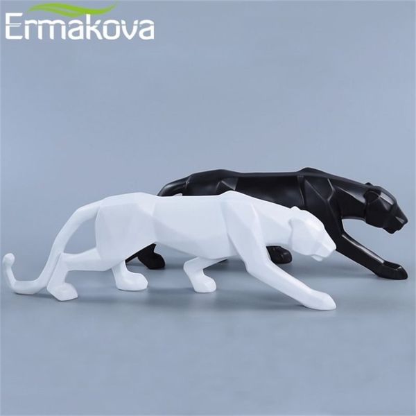 ERMAKOVA Panther-Statue, Tierfigur, abstrakter geometrischer Stil, Kunstharz, Leopardenskulptur, Heimbüro, Desktop-Dekoration, Geschenk 21072221r