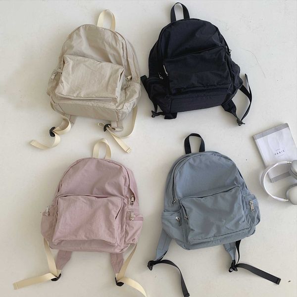 HBP Mochila escolar de nylon para adolescentes, não marca, grande capacidade, simples, ajustável, multicolorida para mulheres