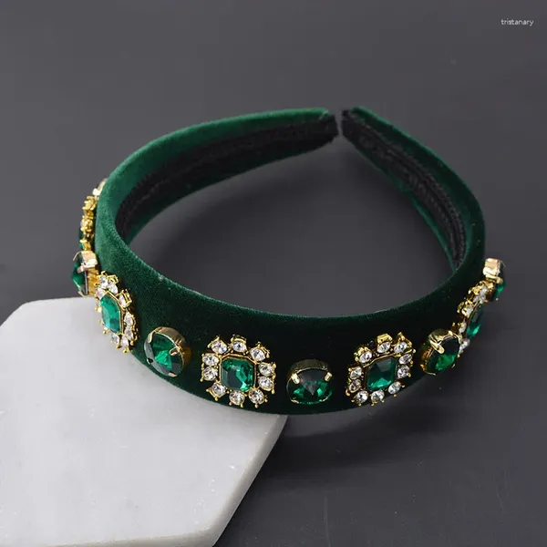 Haarspangen Grüne Tiaras Barockkrone Luxus Kristall Haarband Frauen Rot Strass Stirnband Zubehör Hochzeit Schmuck