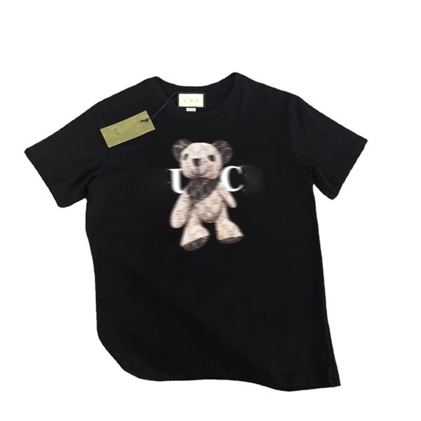 Camiseta feminina designer camisa verão preto urso impressão de manga curta unissex moda versátil