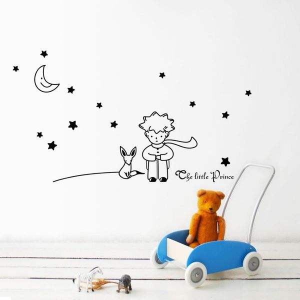 Küçük Prens Moon Stars Duvar Sticker Art Vinil Bebek Çocuk Beroom Dekor Duvar Çıkartmaları229Z