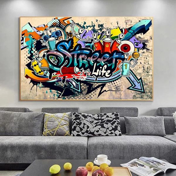 Kunstwerk Graffiti Kunst Street Pop Poster Leinwand Malerei Poster und Drucke Cuadros Wohnzimmer Home Dekoration Wand Art204F