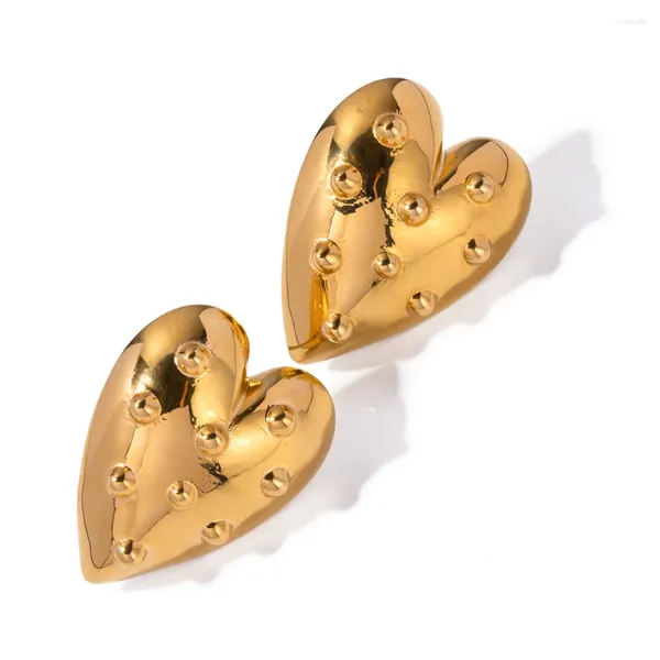 Orecchini a bottone Youthway placcato oro 18 carati in acciaio inossidabile cuore rivetto lucido appannamento gioielli gratuiti per le donne regalo di fidanzamento