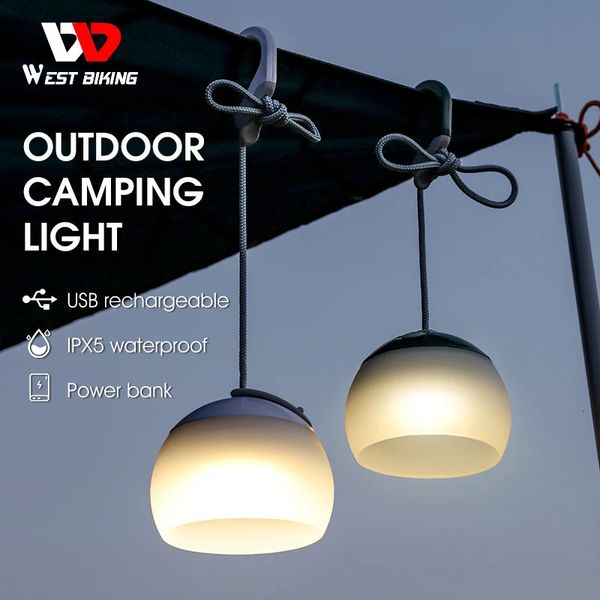 Luz de acampamento portátil usb recarregável gancho lanterna acampamento ajustável ao ar livre à prova dwaterproof água tenda luzes lâmpada mesa emergência 240312