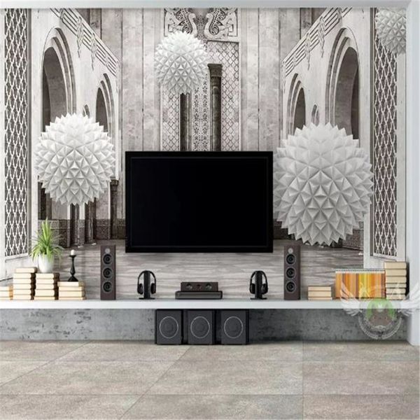 Custom Po 3D Wallpape 3D Sphere European Architectural Space Modern Home decorazioni per la casa Copertura 300c