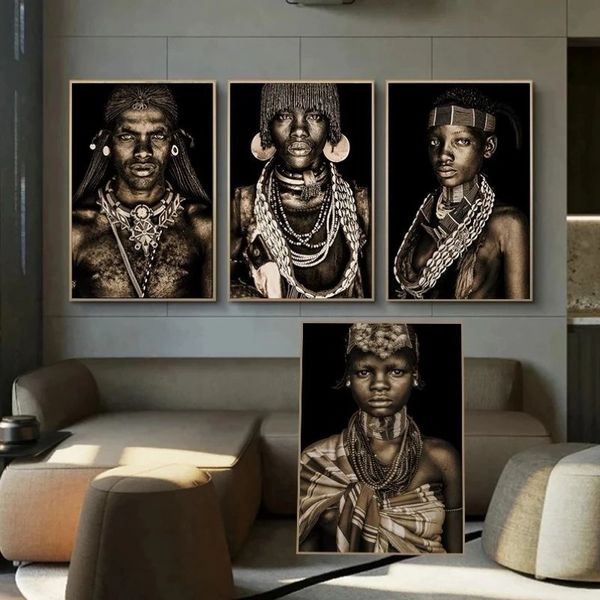 Moderno africano tribal preto pessoas arte cartazes e impressões mulher quadros em tela parede arte fotos para sala de estar decoração casa cuad245o