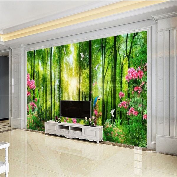 3D Duvar Kağıdı Güzel Orman Çiçekleri Oturma Odası Yatak Odası Dekorasyonu Premium Duvar Kağıt299T