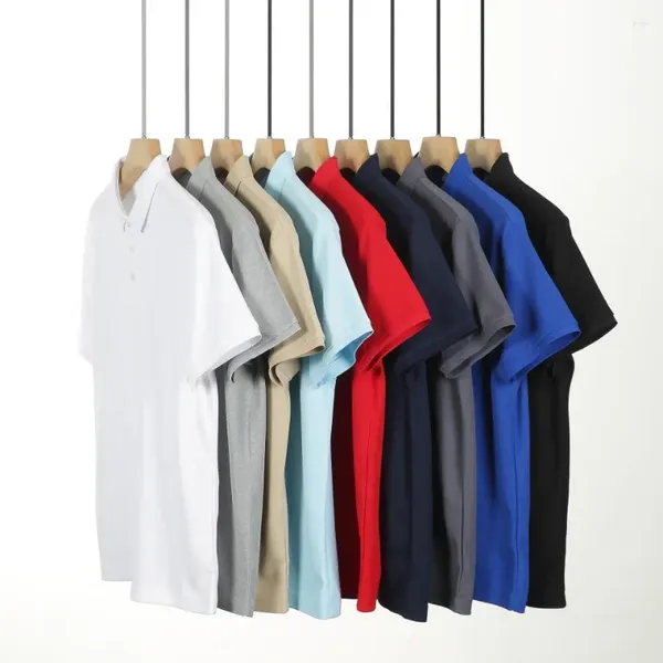 Polos masculinos camisa polo anti-incrustante resistente à sujeira e respirável lapela camiseta casal all-match topos roupas de qualidade