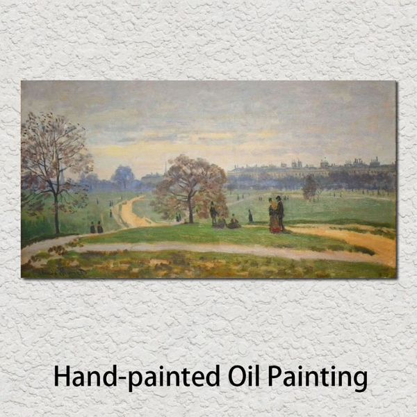 Grande Arte de Arte Pintura a Óleo pintada à mão Claude Monet Iyde Park Landscape Garden Picture for Living Room Decor2727