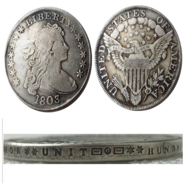 EUA 1803 busto drapeado dólar águia heráldica banhado a prata cópia moedas artesanato de metal fábrica de fabricação 342B