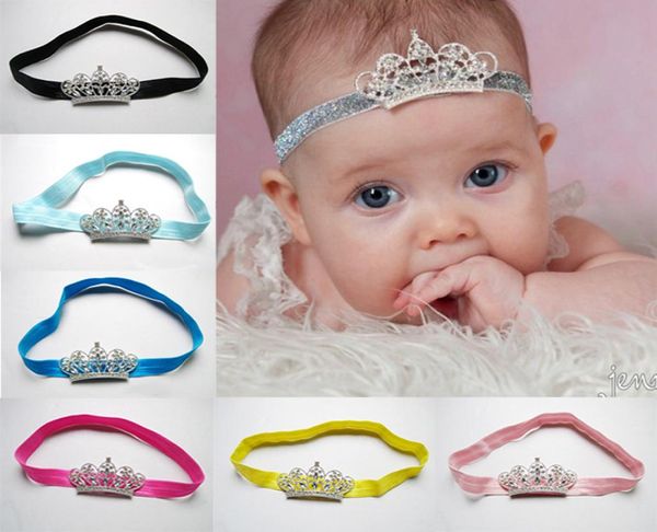 12 colori Lovely Baby Princess Crown Fascia per capelli Accessori per capelli per bambina Tiara Fasce elastiche per capelli per neonati Avvolgere la testa lucida per neonati he3941177