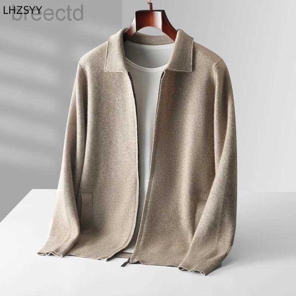 Polo da uomo LHZSYY Cardigan con cerniera in maglia di cashmere Nuovo maglione con collo a POLO Camicie casual con risvolto spesso ldd240312