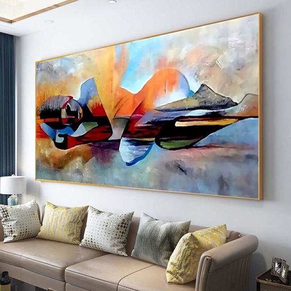 Gemälde abstrakte geometrische Frau Malerei Home Dekoration Wandkunst für Wohnzimmer Druck rahmenlos Core338W