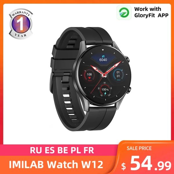 Cihazlar Imilab Akıllı Saat W12 Bluetooth 5.0 Akıllı Saat Kalp Hızı Spor Fitness Tracker Kan Oksijen İzleme