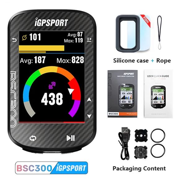 IGPSPORT original BSC300 Bike GPS Ciclismo de computação sem fio Speedmeter Map de tela colorido Map Navigation Ant+ Sensors Odômetro de bicicleta