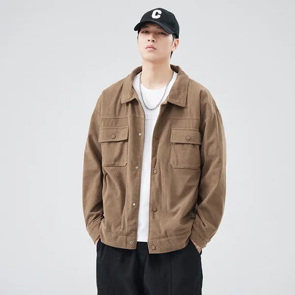 Herrenjacken Männer Kleidung 2024 Frühling Cordmantel Koreanische Mode Reversjacke High Street Top Herbst Allgleiches Oberbekleidung