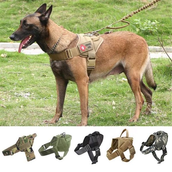 Collari per cani Guinzagli Imbracatura militare Pastore tedesco Guinzaglio per animali domestici per cani di grossa taglia Cinghie impermeabili con manico Caccia327M
