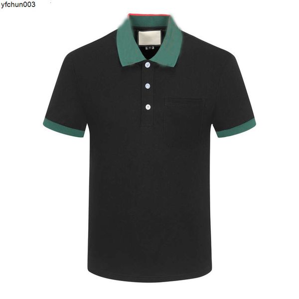 Дизайнерская рубашка-поло с коротким рукавом, мужская модная верхняя деловая одежда, черная футболка-поло с вышивкой на воротнике, многоцветная многоцветная футболка 3-xxxl