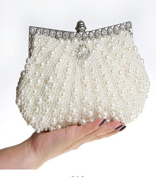 bellissima borsa da sposa in avorio con perline borsa da sposa champagne perla in borse da donna 039s pochette per banchetti serali per feste di ballo9614845