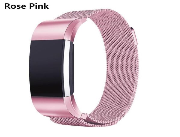 Pulseira de metal com laço milanês magnético de 10 cores para Fitbit Charge 2 Blaze Fitbit Alta HR pulseira de relógio de aço inoxidável malha S9858376