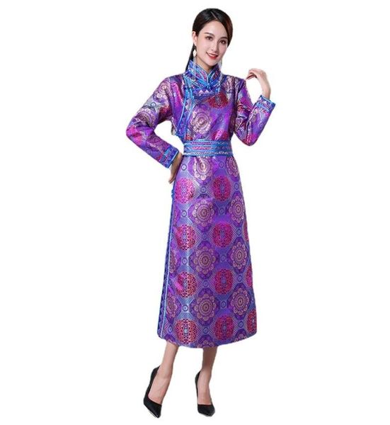 Ethnische Kleidung, mongolisches Kostüm für Damen, lange Länge, orientalische Minderheiten, Vintage-Kleid, traditionelle mongolische Robe, Bühnenauftritt 5221008