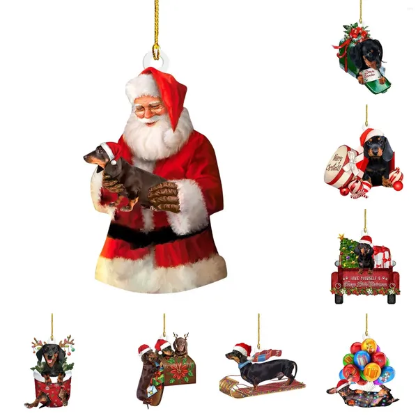Decorações de Natal 8 PCS Engraçado Desenhos Animados Cão Ornamentos Decoração de Árvore Carro Pingente de Feriado