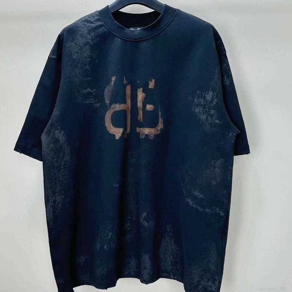 Designer B Home High Version Paris 23SS Worn Double B Tie Dyed Washed and Worn Kurzarm-T-Shirt Herren- und Damenmodemarke Y5RQ